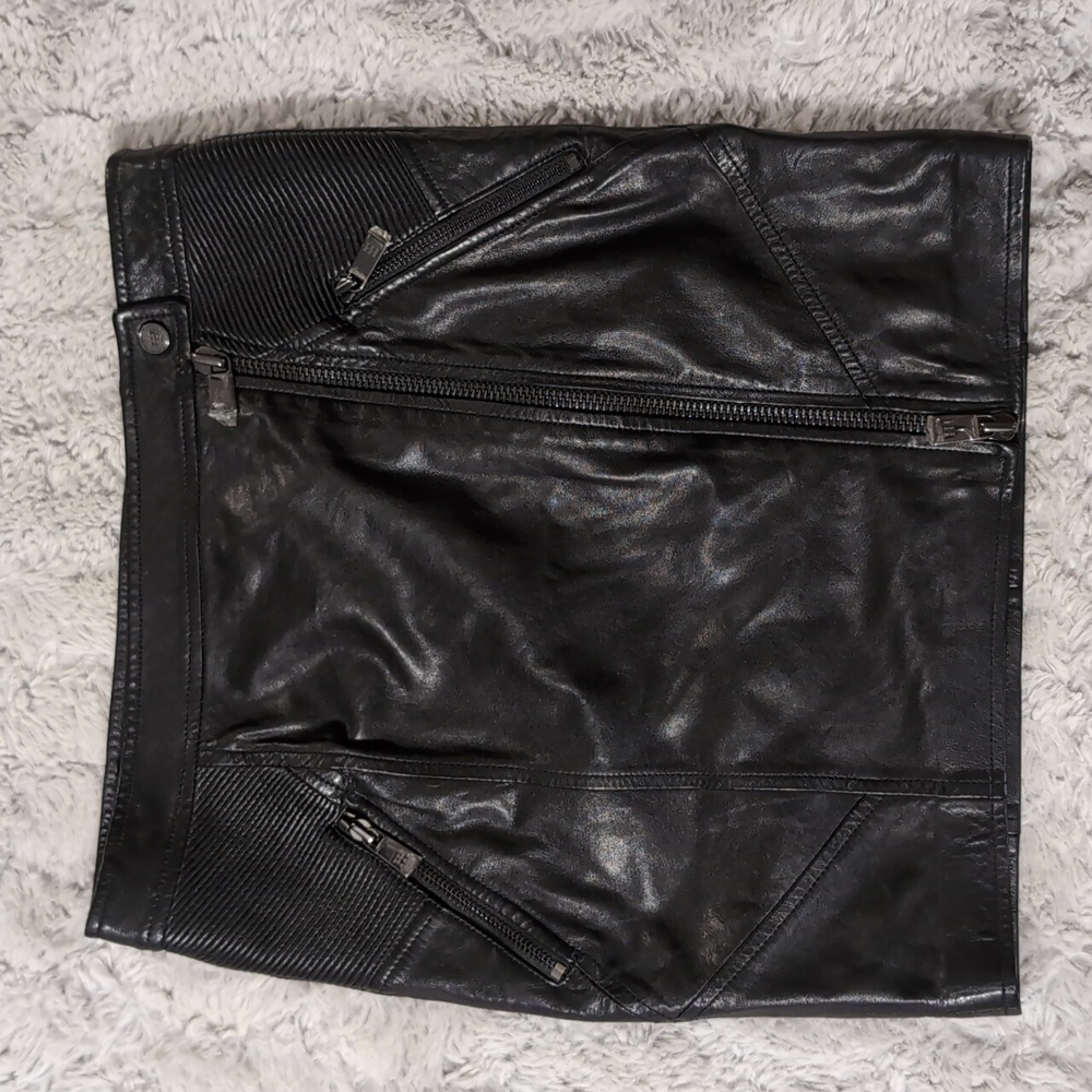 Haute Hippie Black Moto Leather Skirt Women's Size Small
